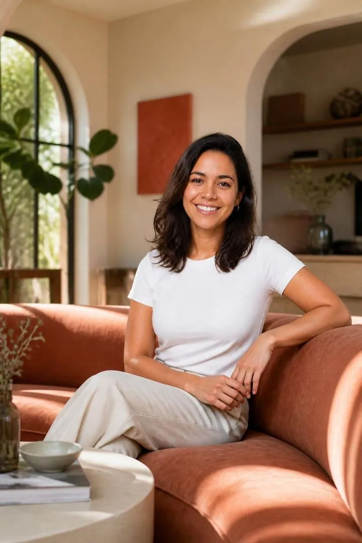Na sala dos sonhos: exemplo de foto criada com IA, com a marca fictícia Ateliê Casa