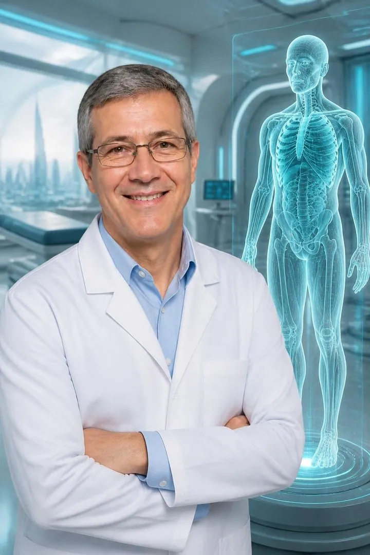 O médico do futuro: exemplo de foto criada com IA, com a marca fictícia Congremed